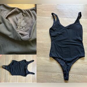 Klassy Network Sweetheart Neckline Black Bodysuit with Built In Bra